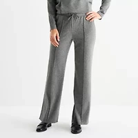 Liz Claiborne Womens Wide Leg Mid Rise Jogger Pant