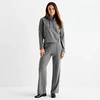 Liz Claiborne Womens Wide Leg Mid Rise Jogger Pant