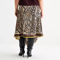 Worthington Womens Long Asymmetrical Skirt-Plus