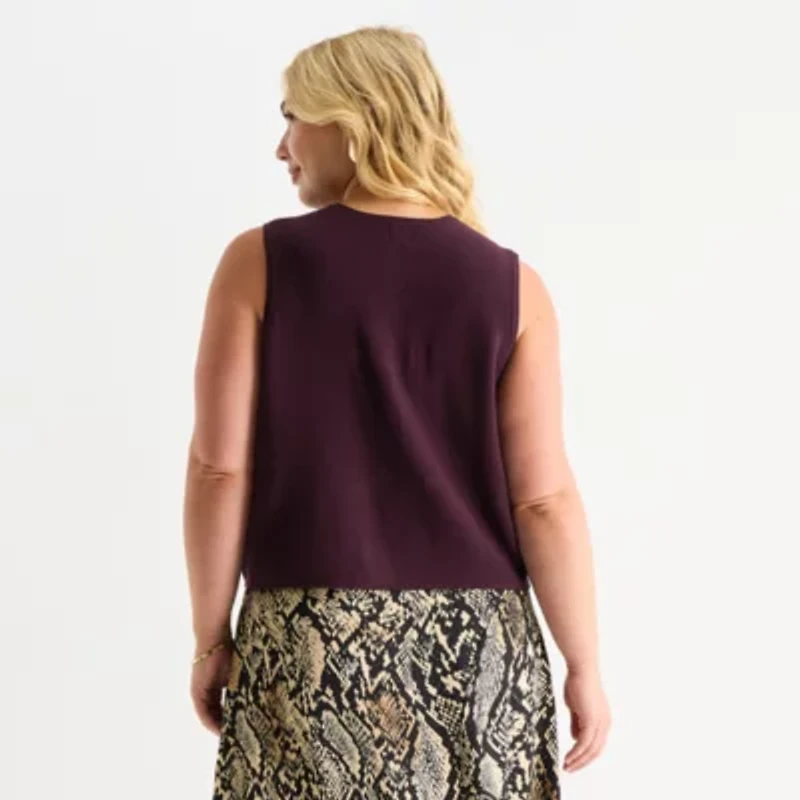Worthington Plus Womens Sleeveless Pullover Sweater