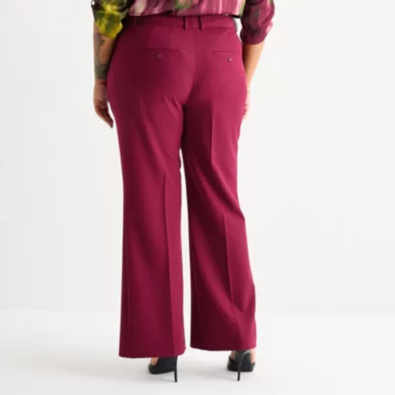 Worthington Womens Plus Straight High Rise Trouser