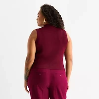 Worthington Plus Womens Mock Neck Sleeveless Pullover Sweater