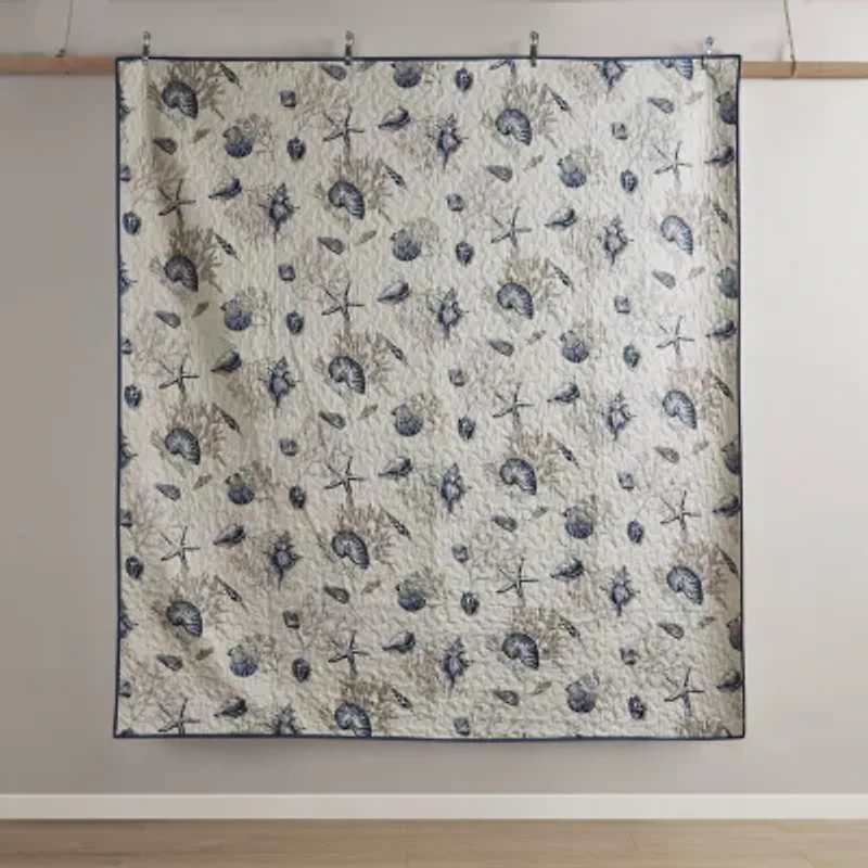 Madison Park Nantucket Coastal Quilt Set With Throw Pillows