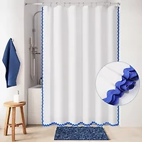 Awesome Home™ Scalloped Woven Fabric Shower Curtain
