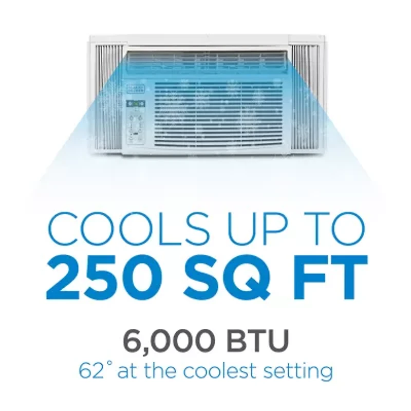 Black+Decker BD06WT6 Window Air Conditioner With Remote 6000 BTU Cools Up To 250Sq Ft Energy Efficient