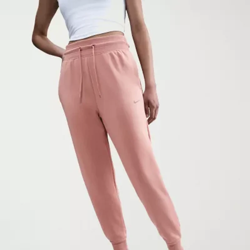Nike Womens Drawstring Waist Lightweight Stretch Fabric Cuffed High Rise Fleece Active Jogger Pant