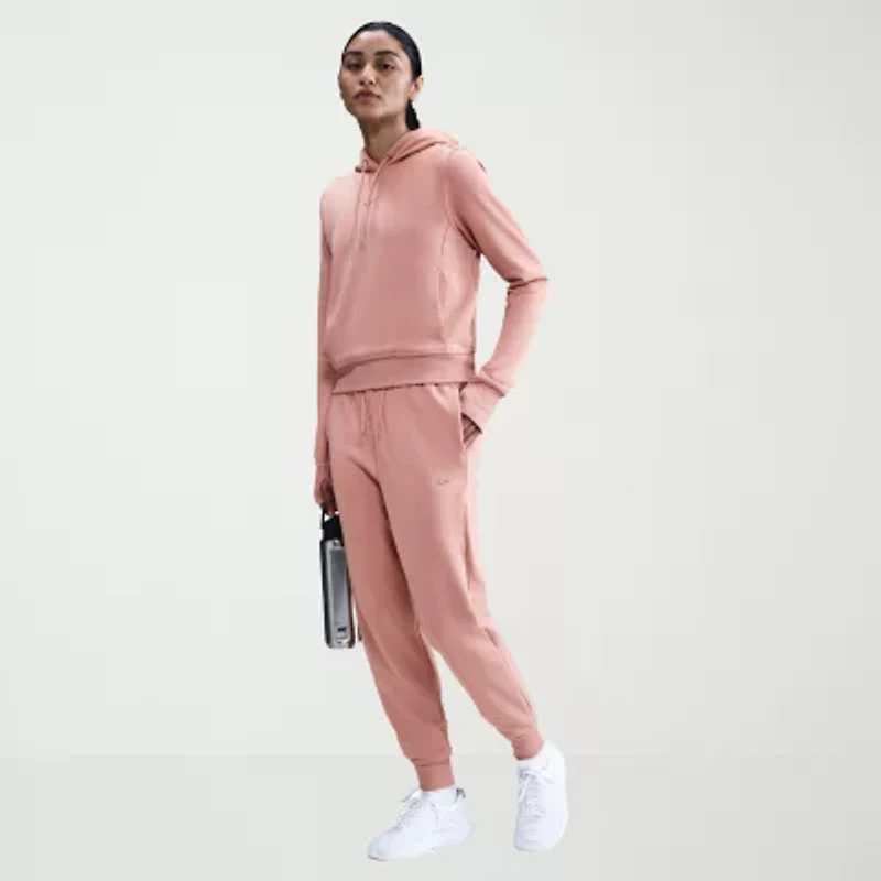 Nike Womens Drawstring Waist Lightweight Stretch Fabric Cuffed High Rise Fleece Active Jogger Pant