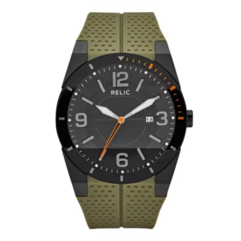 Relic® Jake Mens Olive Green Rubber Strap Watch ZR12049