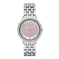Liz Claiborne® Womens Pink Crystal-Accent Bracelet Watch
