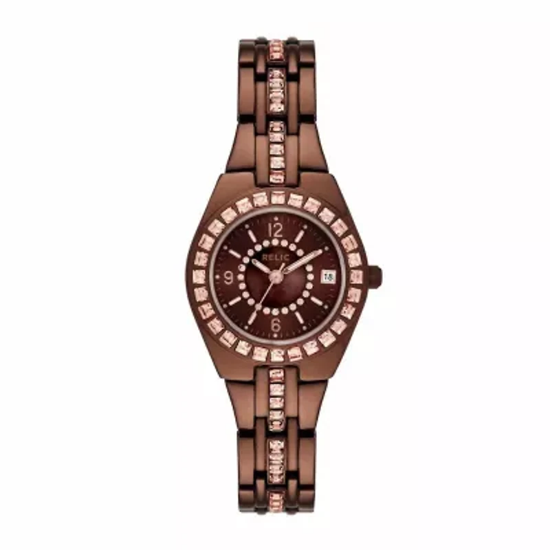 Relic By Fossil Womens Brown Bracelet Watch Zr12195