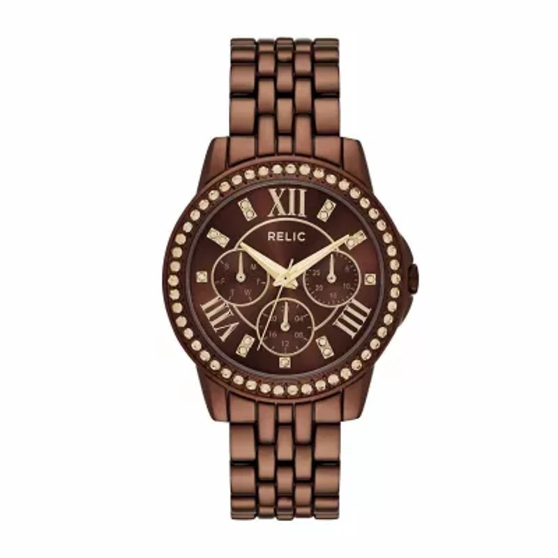 Relic By Fossil Womens Multi-Function Brown Bracelet Watch Zr15852