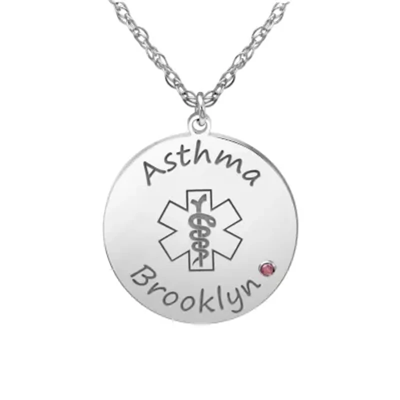 Womens Multi Color Personalized Gold Round Pendant Necklace