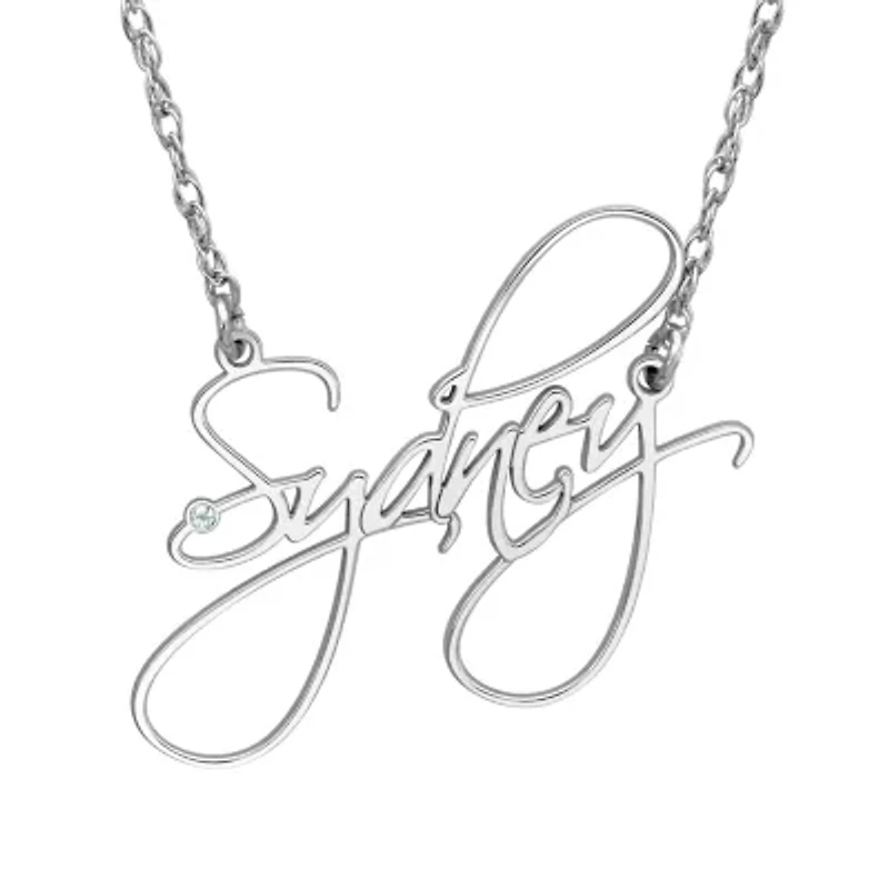 New White Diamond Accent Name Necklaces