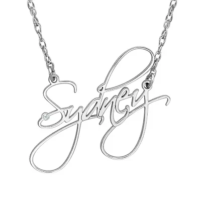 New White Diamond Accent Name Necklaces