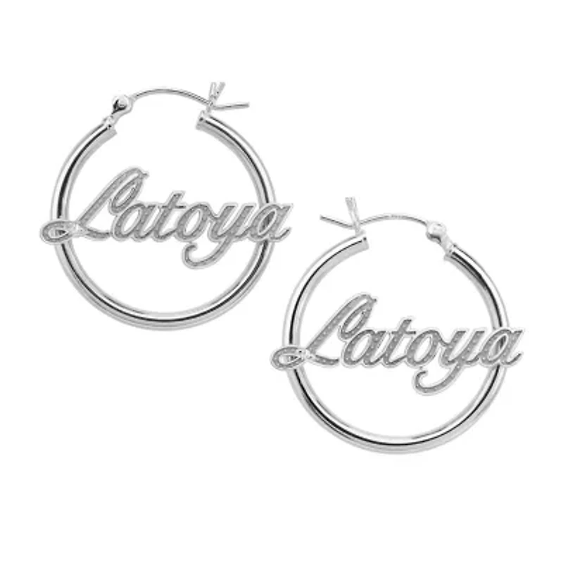 Womens Diamond Accent Natural White 24K Gold Over Silver 25mm Hoop Earrings