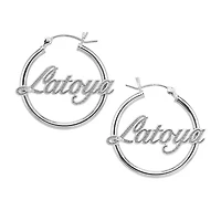 Womens Diamond Accent Natural White 24K Gold Over Silver 25mm Hoop Earrings
