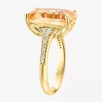 Effy Final Call Womens Genuine Yellow Citrine & 1/8 CT. T.W. Genuein Diamond 14K Gold Cocktail Ring