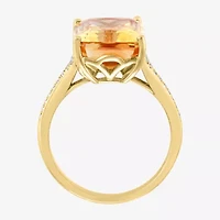 Effy Final Call Womens Genuine Yellow Citrine & 1/8 CT. T.W. Genuein Diamond 14K Gold Cocktail Ring