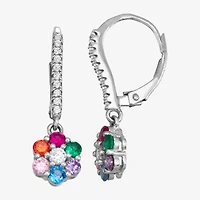 Womens 2 CT. Multi Color Cubic Zirconia Sterling Silver Drop Earrings