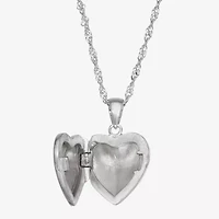 Womens White Cubic Zirconia Sterling Silver 15 Inch Locket Necklace