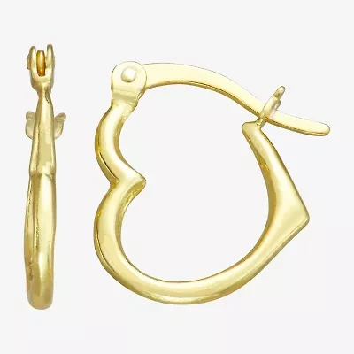 Girls 14K Gold Over Silver 15mm Heart Hoop Earrings