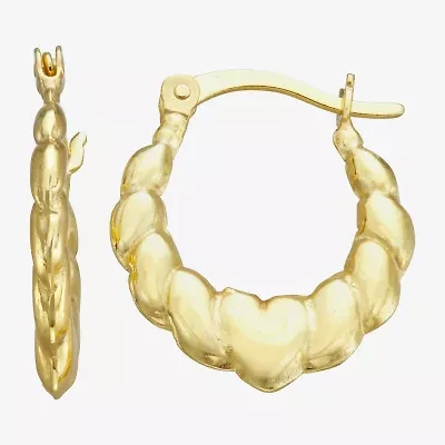 Croissant Girls 14K Gold Over Silver 14mm Heart Hoop Earrings