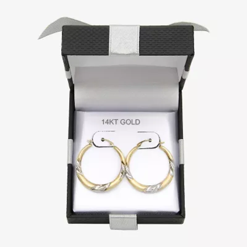 Womens 14K Two Tone Gold 26mm Round Hoop Earrings