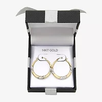 Womens 14K Two Tone Gold 26mm Round Hoop Earrings