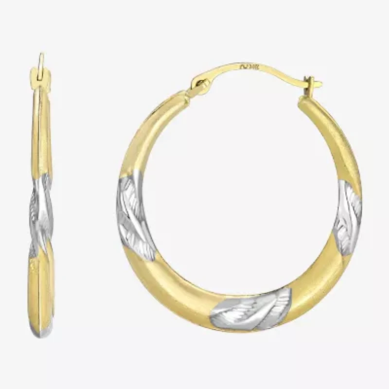 Womens 14K Two Tone Gold 26mm Round Hoop Earrings