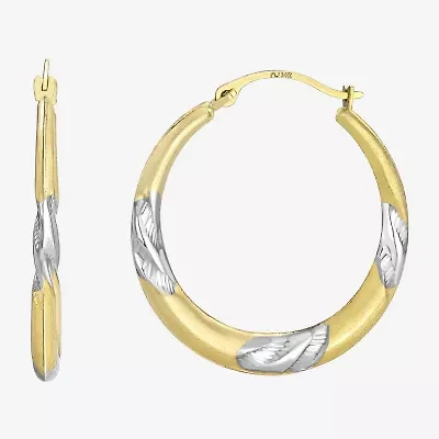 Womens 14K Two Tone Gold 26mm Round Hoop Earrings