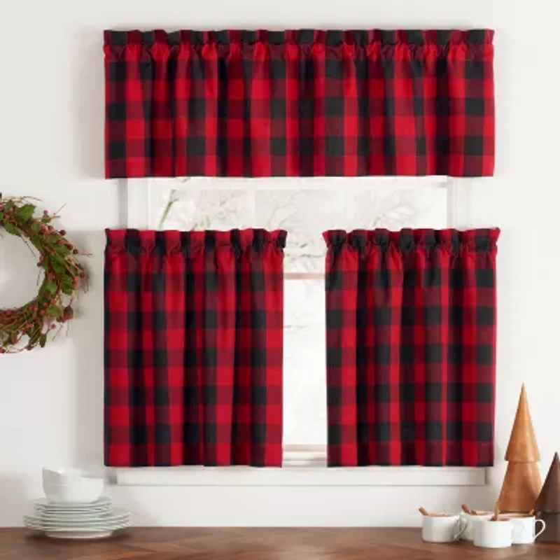 Elrene Home Fashions Farmhouse Living Holiday Buffalo Check 2-pc. Rod Pocket Window Tier