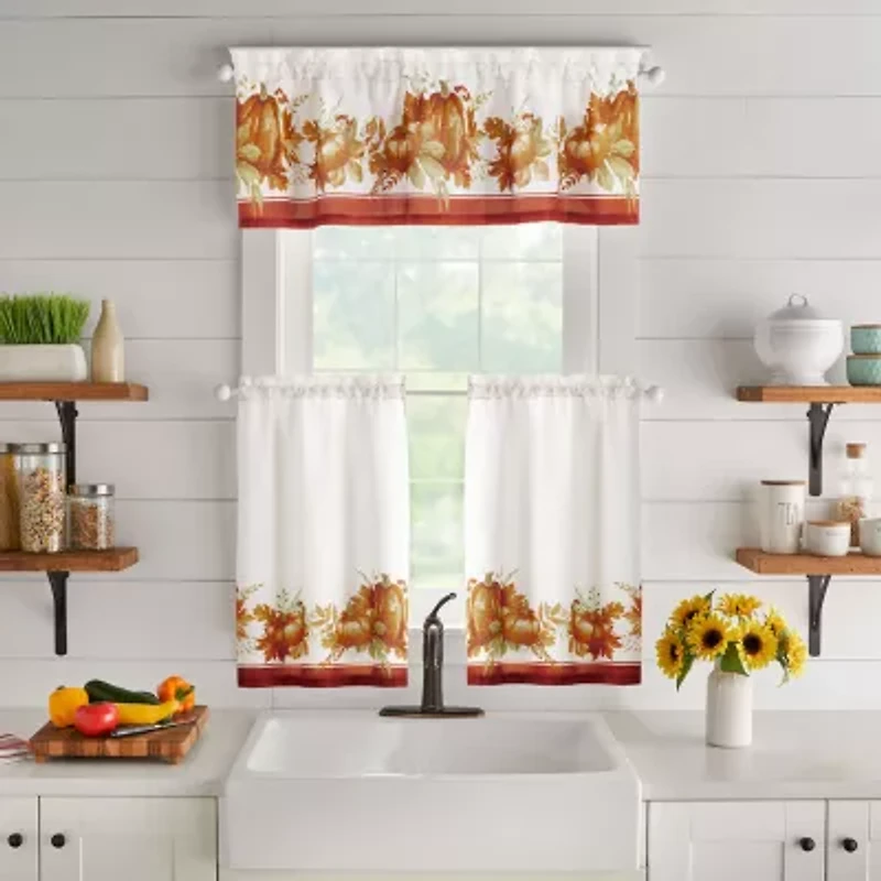 Elrene Home Fashions Autumn Pumpkin Grove 3-pc. Rod Pocket Window Tier