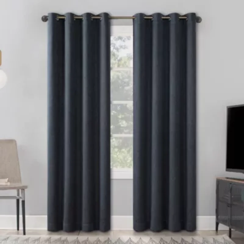 Sun Zero Orleans Grommet Top Energy Saving 100% Blackout Single Curtain Panel