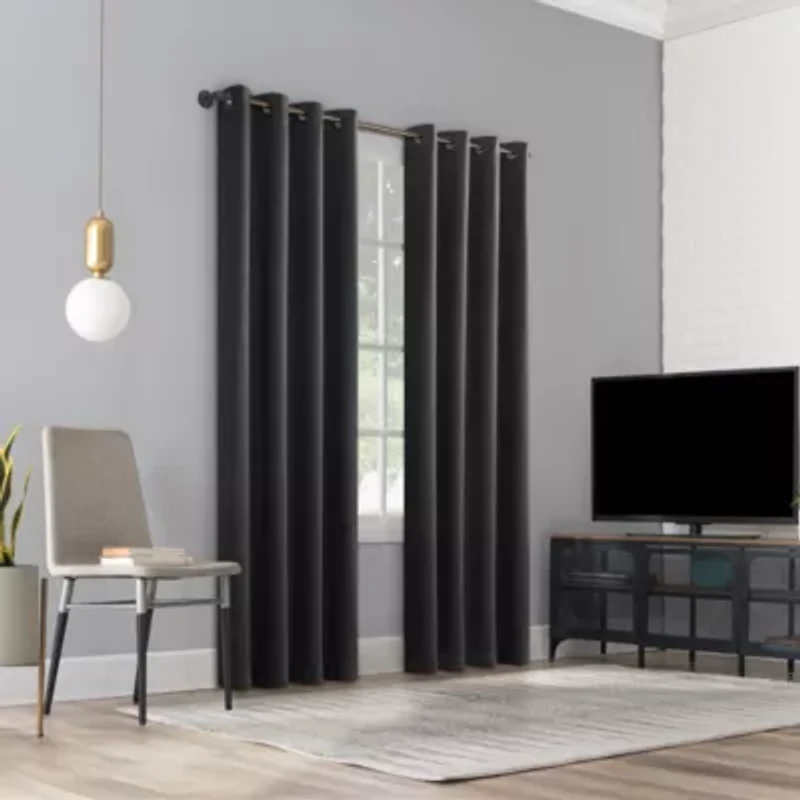 Sun Zero Orleans Grommet Top Energy Saving 100% Blackout Single Curtain Panel