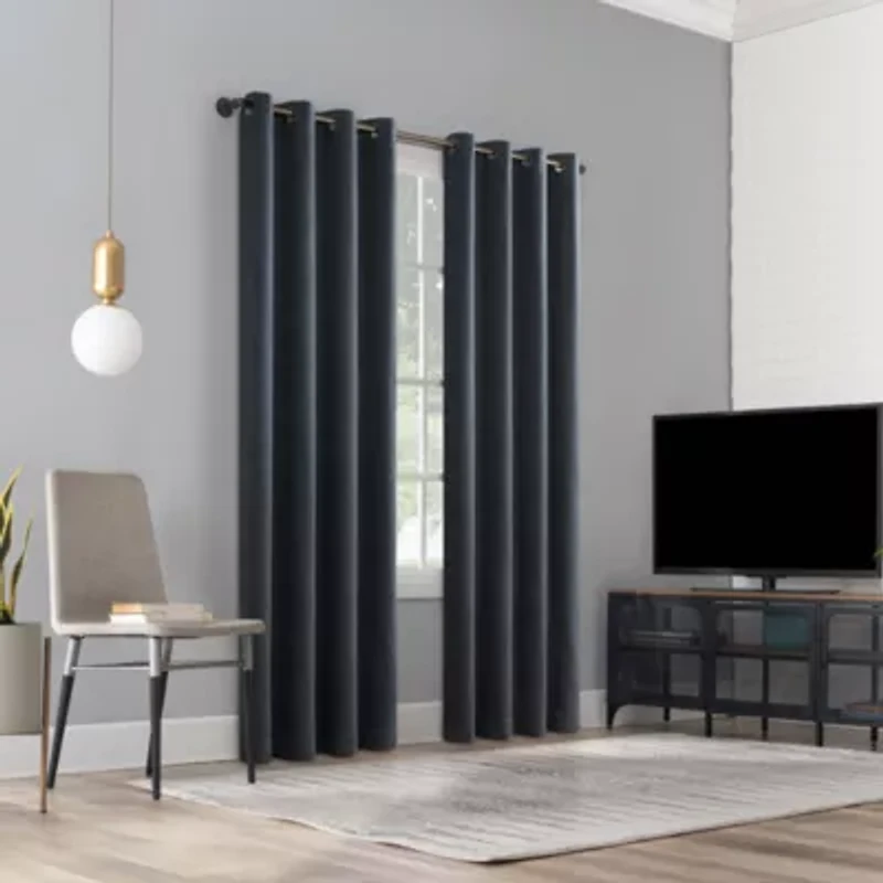 Sun Zero Orleans Grommet Top Energy Saving 100% Blackout Single Curtain Panel