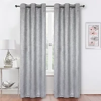 Regal Home Raindrop Metallic Grommet Top Embellished Blackout Set of 2 Curtain Panel
