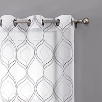 Regal Home Layla Matte Grommet Top Embroidered Sheer Set of 2 Curtain Panel