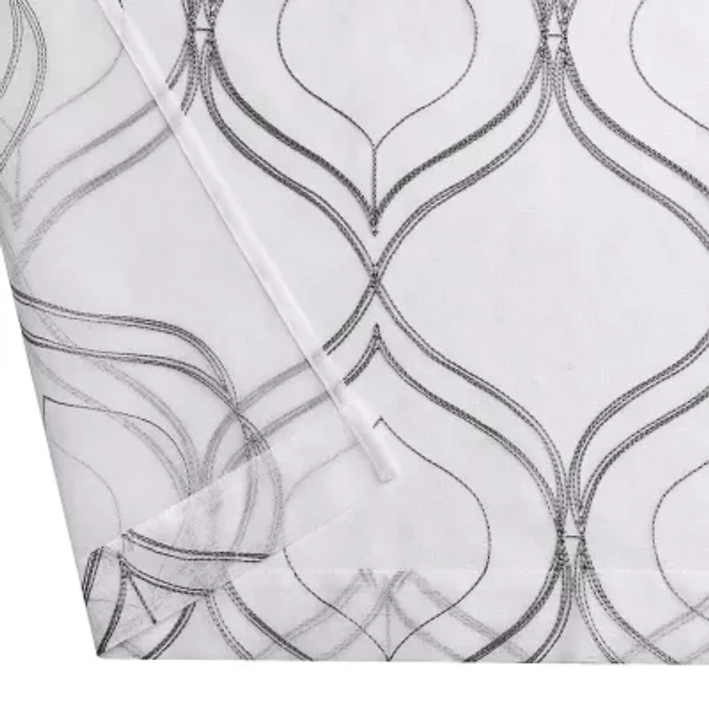 Regal Home Layla Matte Grommet Top Embroidered Sheer Set of 2 Curtain Panel