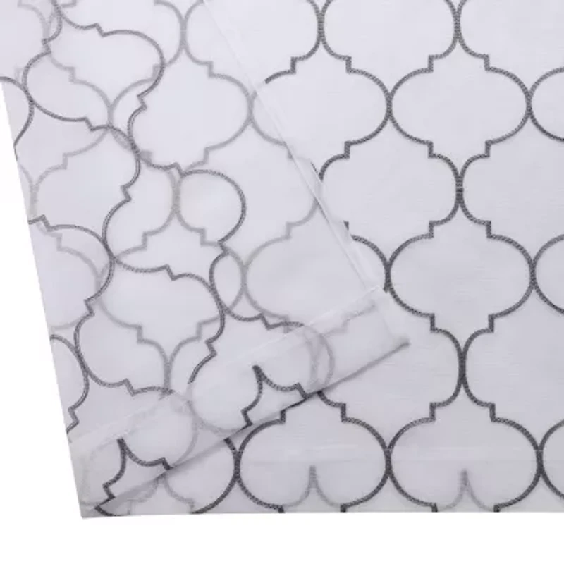 Regal Home Mavrick Matte Grommet Top Embroidered Sheer Set of 2 Curtain Panel