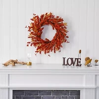 Nearly Natural Harvest Berry Wreath
