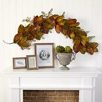Nearly Natural Autumn Magnolia Leaf Thanksgiving Indoor Garland
