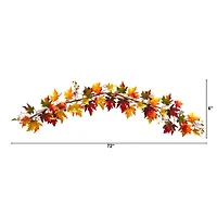 Nearly Natural 6' Autumn Maple Leaf And Berry Thanksgiving Indoor Garland