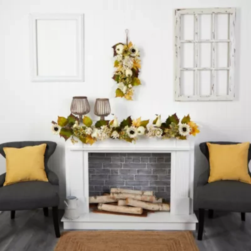 Nearly Natural 5' Faux Autumn Thanksgiving Indoor Garland