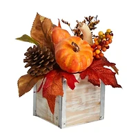 Nearly Natural 8" Autumn Washed Vase Floral Arrangement