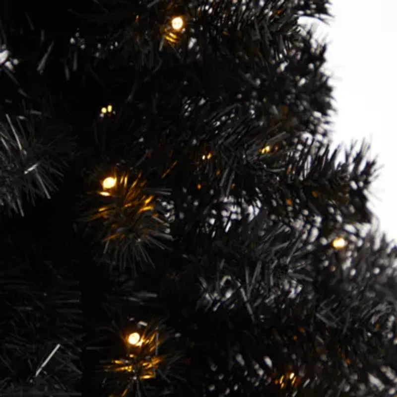 Nearly Natural 3 Foot Black Faux With Lights Halloween Tree