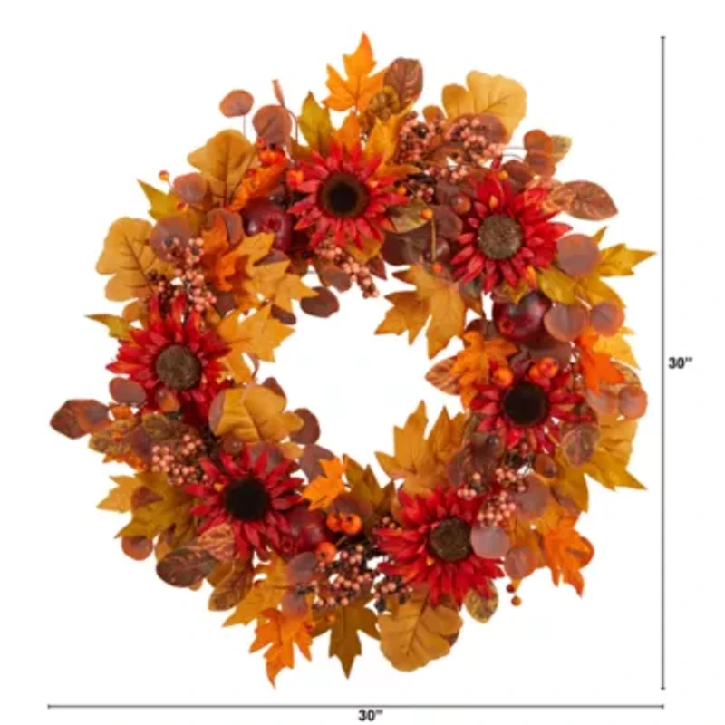 Nearly Natural 30" Autumn Foliage Faux Wreath