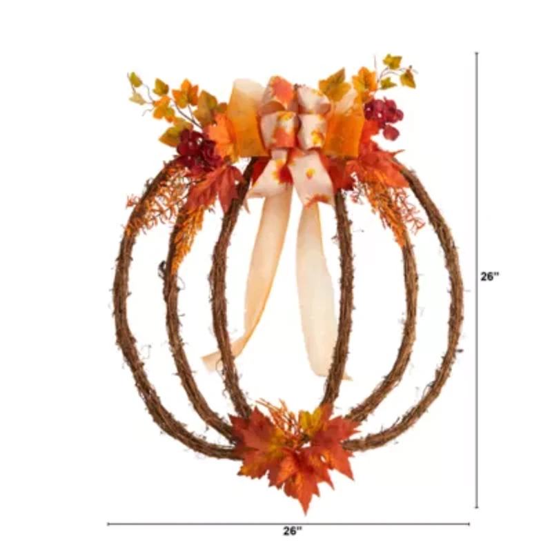 Nearly Natural 26" Autumn Pumpkin Faux Vine Wreath