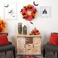 Nearly Natural "26"" Halloween Spider Mesh" Wreath