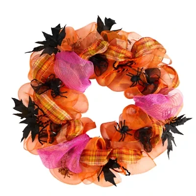 Nearly Natural "26"" Halloween Spider Mesh" Wreath