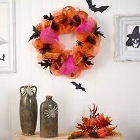 Nearly Natural "26"" Halloween Spider Mesh" Wreath